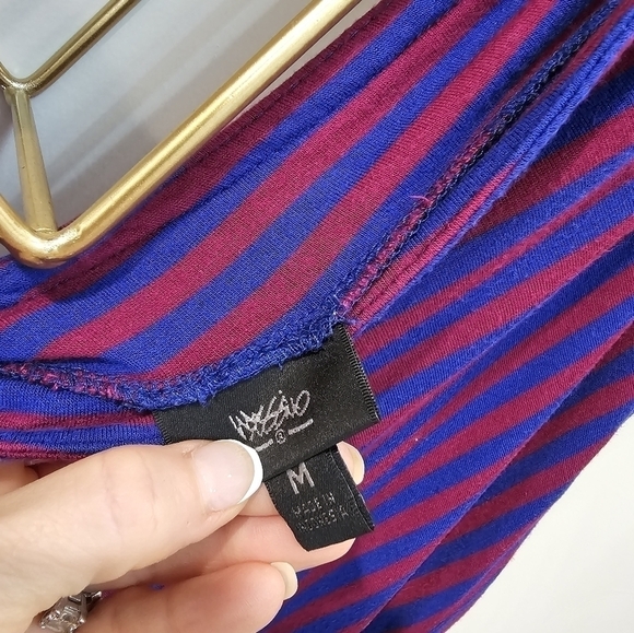 Mossimo Hi Lo Chevron Stripe V Neck Cap Sleeve Dress Purple Pink Size Medium - Picture 8 of 8